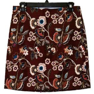 LOFT Burgundy Floral Mini Skirt